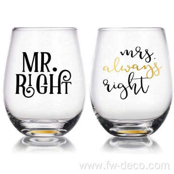 custom clear glass stemless wine tumbler